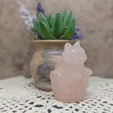 Rose Quartz Cat in a Basket Carving~CRRQCIAB