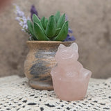 Rose Quartz Cat in a Basket Carving~CRRQCIAB