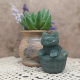 Green Aventurine Cat in a Basket Carving~CRGACIAB