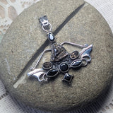 Meteorite, Onyx, Smoky Quartz Pendant~JSSMETP3