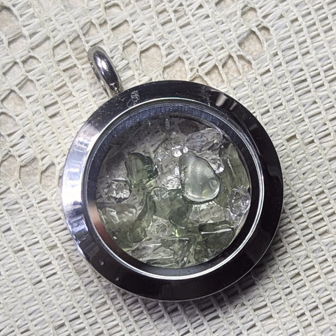 Moldavite & Herkimer Diamond Pendant~JSTMLDHK