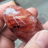 Red Hematoid Quartz Palm Stone~CRRHPS12