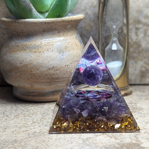 Orgonite Flower of Life Pyramid-CRORGFOL