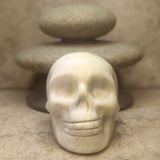 Serpentine in White Jade Skull~CRSWJSK2