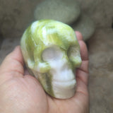 Serpentine in White Jade Skull~CRSWJSK3