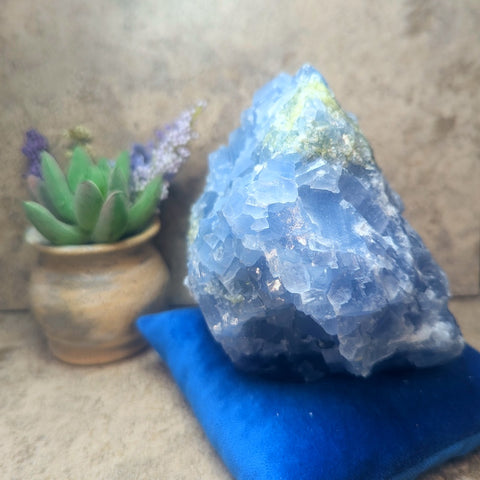 Blue Calcite & Peridot Specimen (Rare)~CRBCPER5