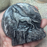Silver Sheen Obsidian Wolf Carving #1~CRSSOWC1