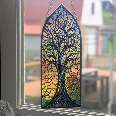 Tree of Life Painted Glass Suncatcher ~ HDSC~TOL