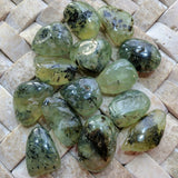 Tumbled Epidote in Prehnite~TUMEPPR