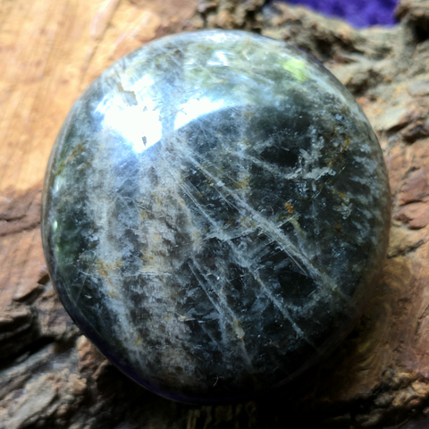 Black Moonstone Palm Stone~CRBLMPS2