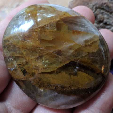 Golden Healer Quartz Palm Stone~CRGHQP15