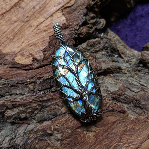 Labradorite Tree Wire Wrapped Pendant~JWRLABT3