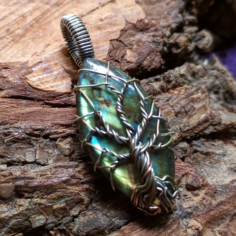 Labradorite Tree Wire Wrapped Pendant~JWRLABT6