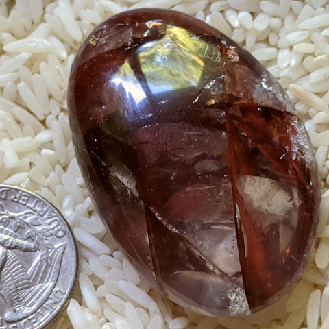 Red Hematoid Quartz Palm Stone~CRRHPS06