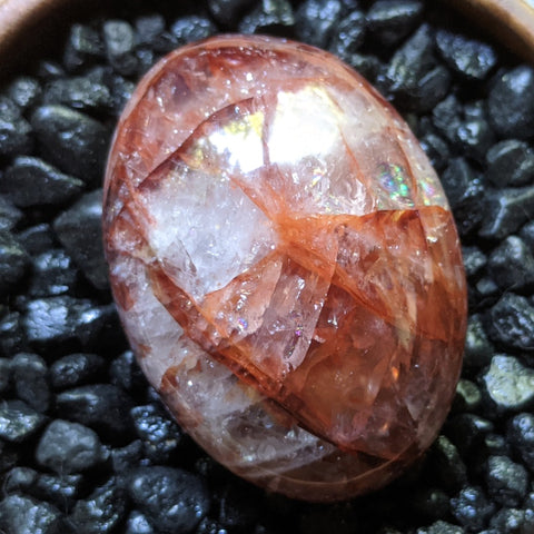 Red Hematoid Quartz Palm Stone~CRRHPS16