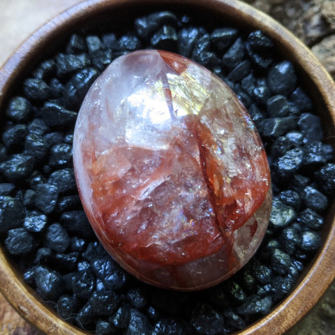 Red Hematoid Quartz Palm Stone~CRRHPS17