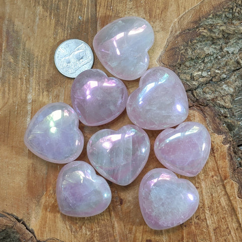 Titanium Rose Quartz Hearts (Aura Quartz)~CRTRQHRT