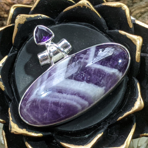Chevron Amethyst & Amethyst Pendant~JSSCHAMY