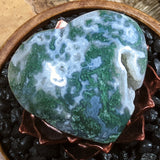 Moss Agate Druzy Heart~CRMADH03