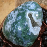 Moss Agate Druzy Heart~CRMADH03