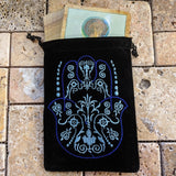 Hamsa/ Hand of Fatima Embroidered Pouch~TEXHHFP1