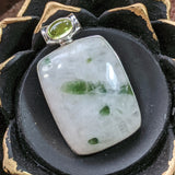 Green Tourmaline in Quartz  and Peridot Pendant~JSSGTQP2