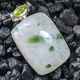 Green Tourmaline in Quartz  and Peridot Pendant~JSSGTQP2