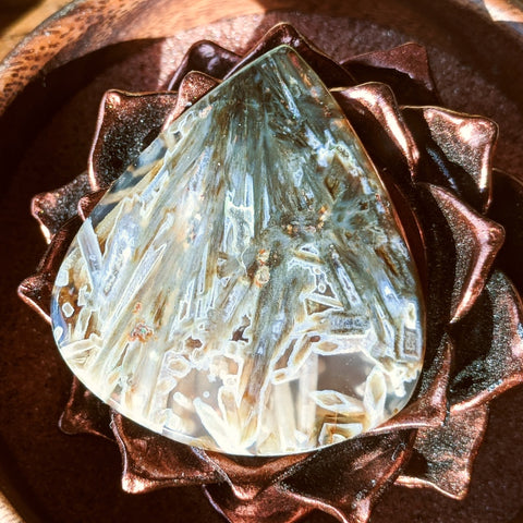 Aragonite in Agate Cabochon~JCABARA5