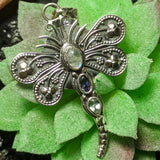 Rainbow Moonstone, iolite & Blue Topaz Dragonfly Pendant~JSSRMDP2