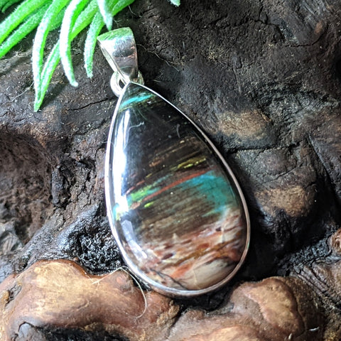 Copper Petrified Wood Pendant~JSSCPWP2