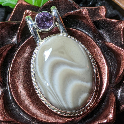 Flint & Amethyst Pendant~JSSFLNT4