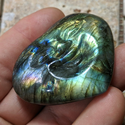 Labradorite Happy face Heart~CRLABHFH