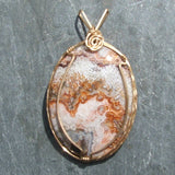 Wire Wrapped Lace Agate Pendant