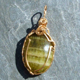 Wire Wrapped Green Calcite Pendant