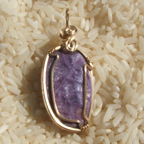 Wire Wrapped Charoite Pendant