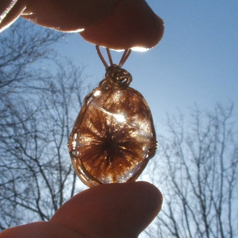 Wire Wrapped Rutilated Quartz Pendant