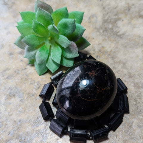 Black Tourmaline Palm Stone~CRBTPS04