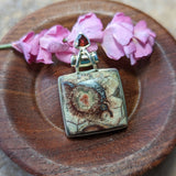 Birds Eye Rhyolite & Garnet Pendant~JSSBERP4