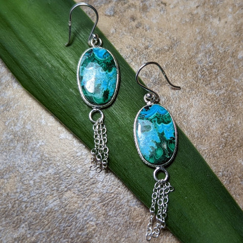 Chrysocolla and Malchite Earrings~JSSCHMAE