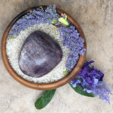 Purple Anhydrite Palm Stone~CRPAPA04