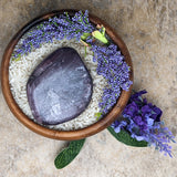 Purple Anhydrite Palm Stone~CRPAPA06