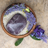 Purple Anhydrite Palm Stone~CRPAPA07