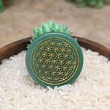 Flower of Life Green Aventurine Disc~CRGRAFOL