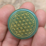 Flower of Life Green Aventurine Disc~CRGRAFOL