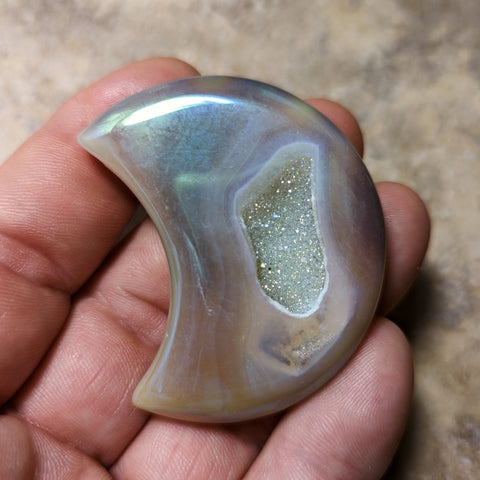 Angel Aura Druzy Agate Moon~CRADAM06