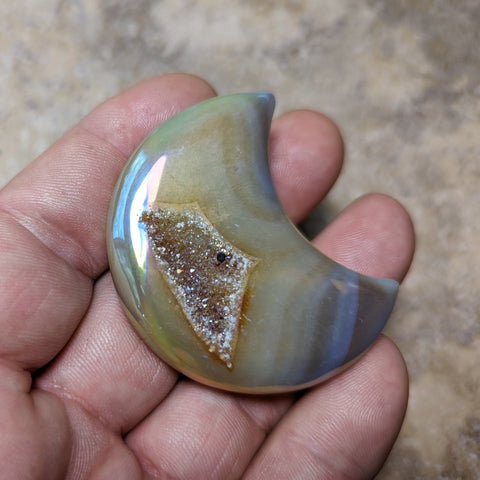 Angel Aura Druzy Agate Moon~CRADAM08