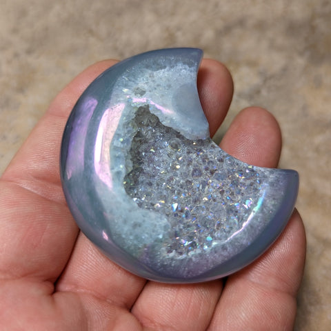 Angel Aura Druzy Agate Moon~CRADAM09