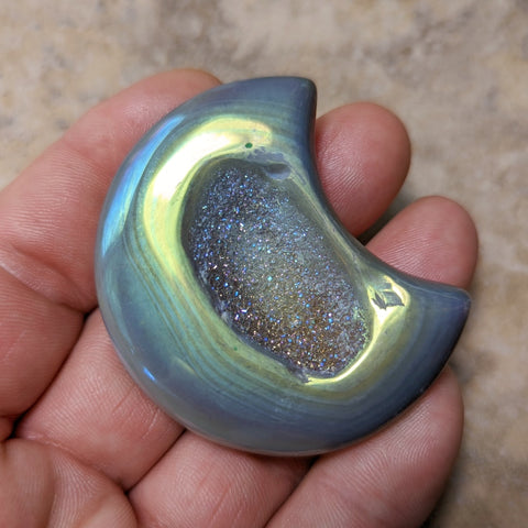 Angel Aura Druzy Agate Moon~CRADAM13