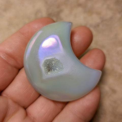 Angel Aura Druzy Agate Moon~CRADAM16