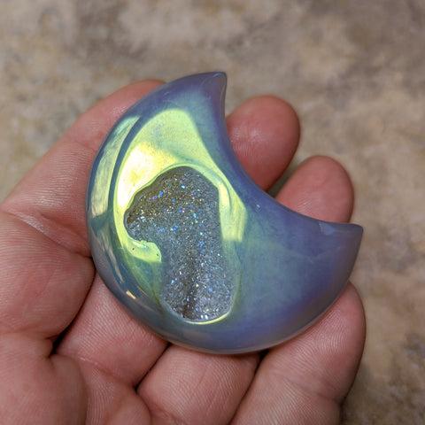 Angel Aura Druzy Agate Moon~CRADAM18